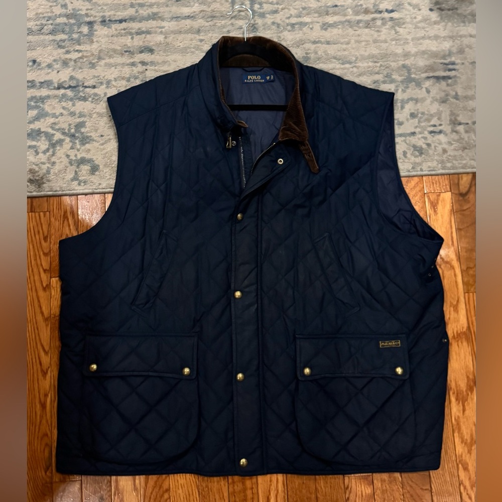 Ralph Lauren 5XB Navy Quilted Hunting Shell Performance Vest Big and Tall